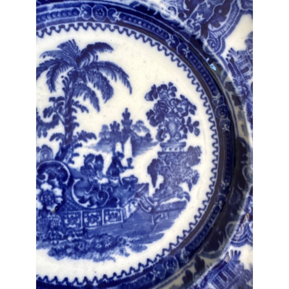 Vintage W Adams & Sons England Kyber 9 inch Flow Blue Dinner Plate - Picture 14 of 15